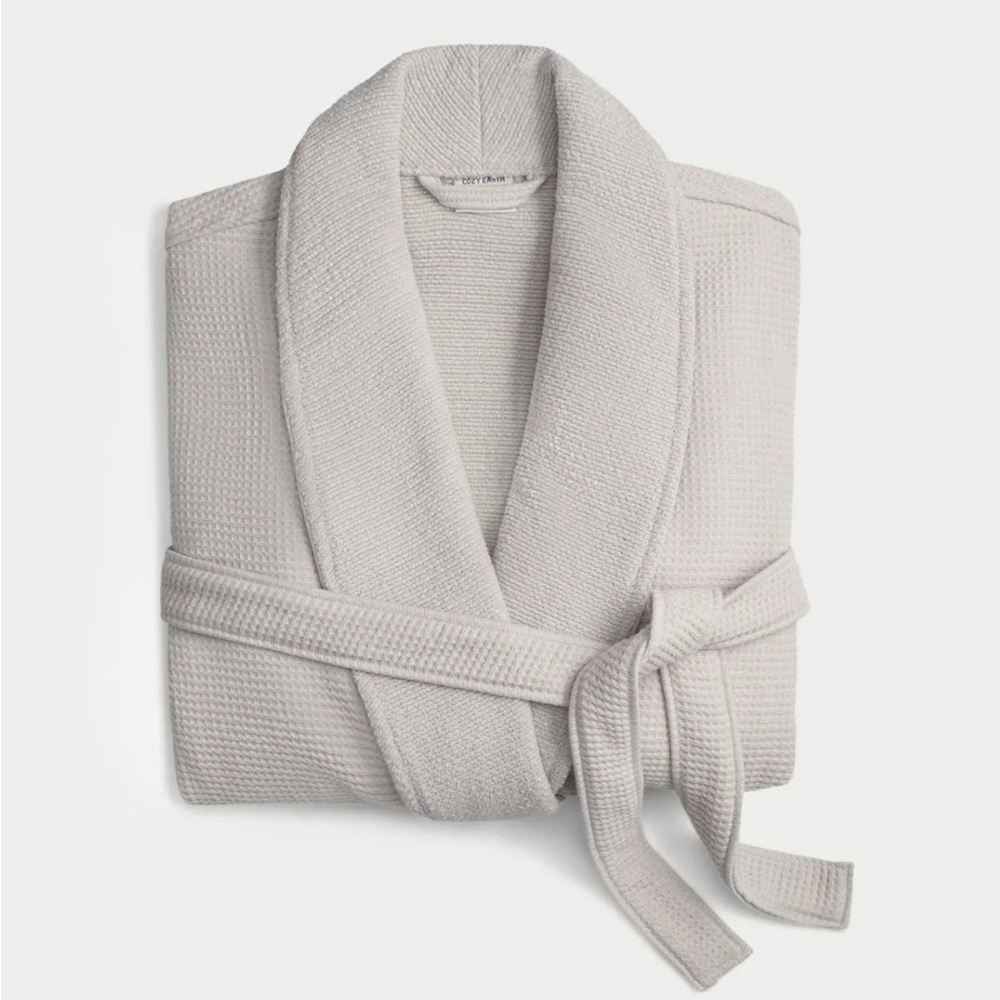 Women's Cozy Earth Waffle Bathrobe Light Gray size S (fits larger)